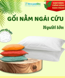 Gối nằm Ngải cứu người lớn Cao cấp (65% Lông vũ, 35% Ngải cứu)