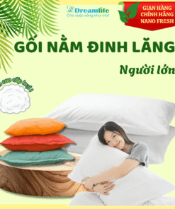 Gối nằm Đinh lăng người lớn Cao cấp (65% Lông vũ, 35% Đinh lăng)